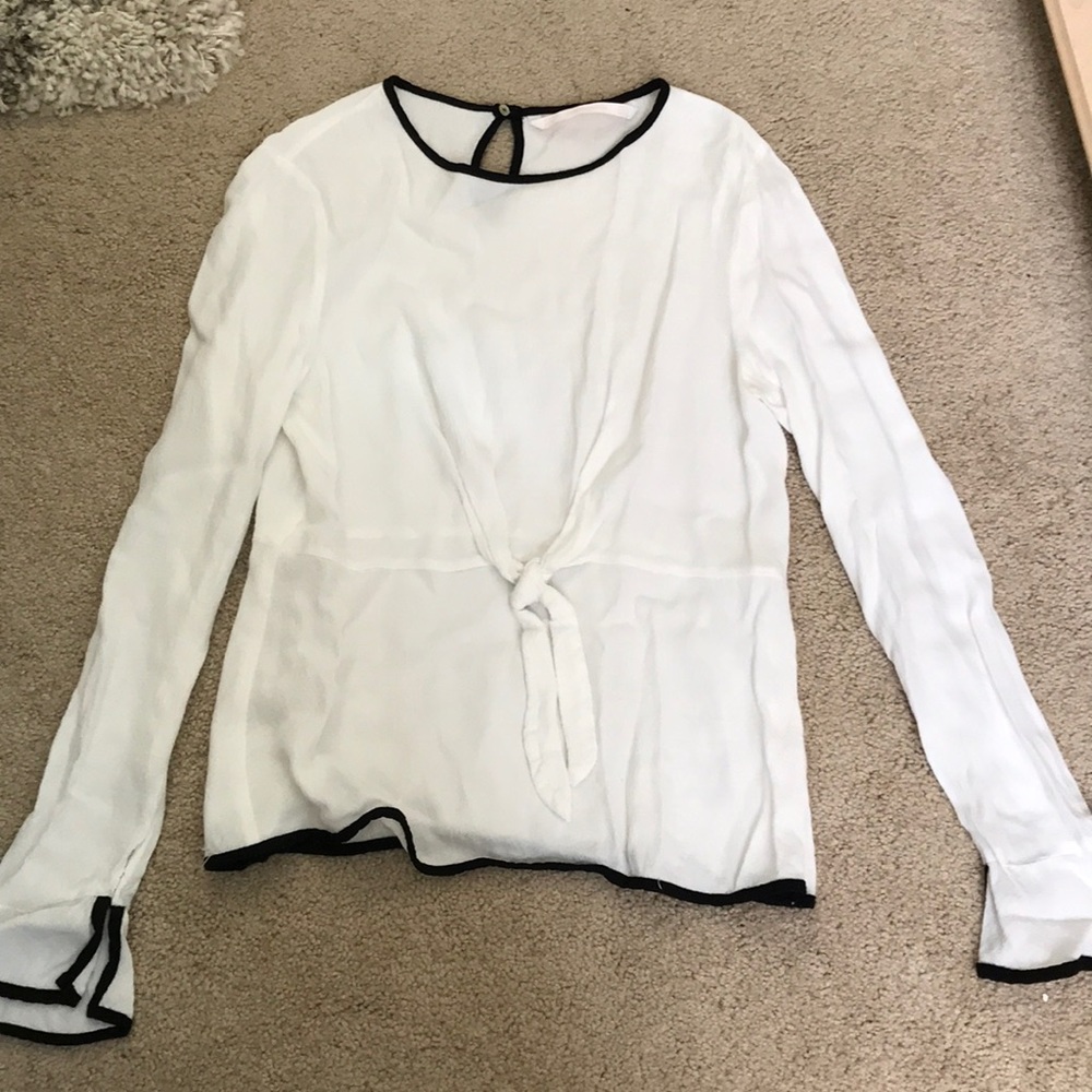 Black lined White blouse